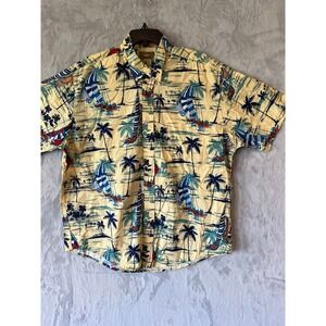 Natural Issue Men's Aloha Shirt Sailboat Palm Tree Cruise Vacation L No size Tag